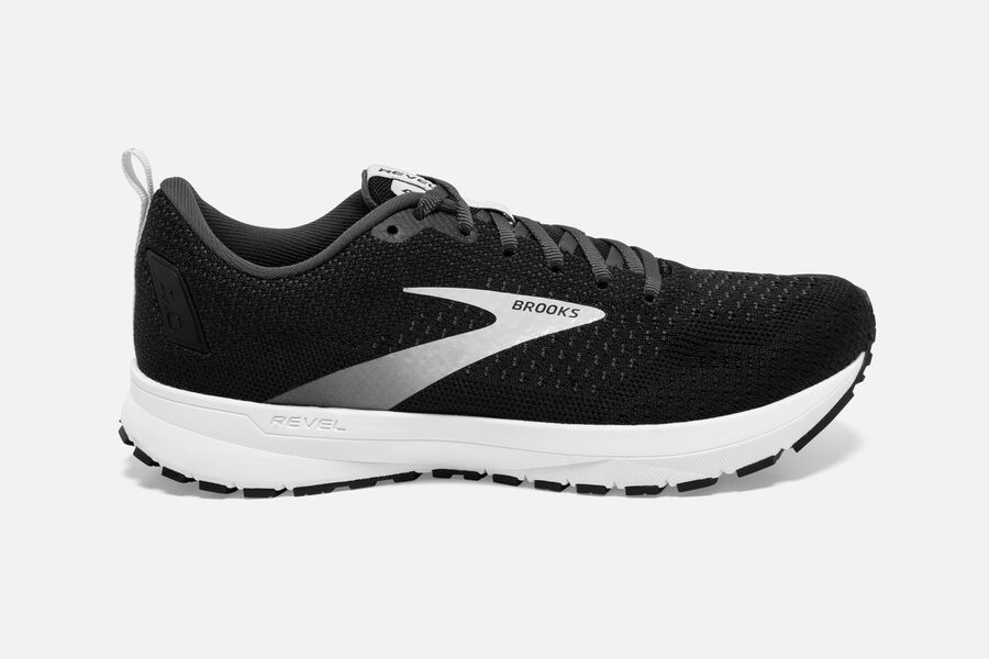 Brooks Men's Revel 4 Road Running Shoes Black/Oyster/Silver ( BDRUL5318 )